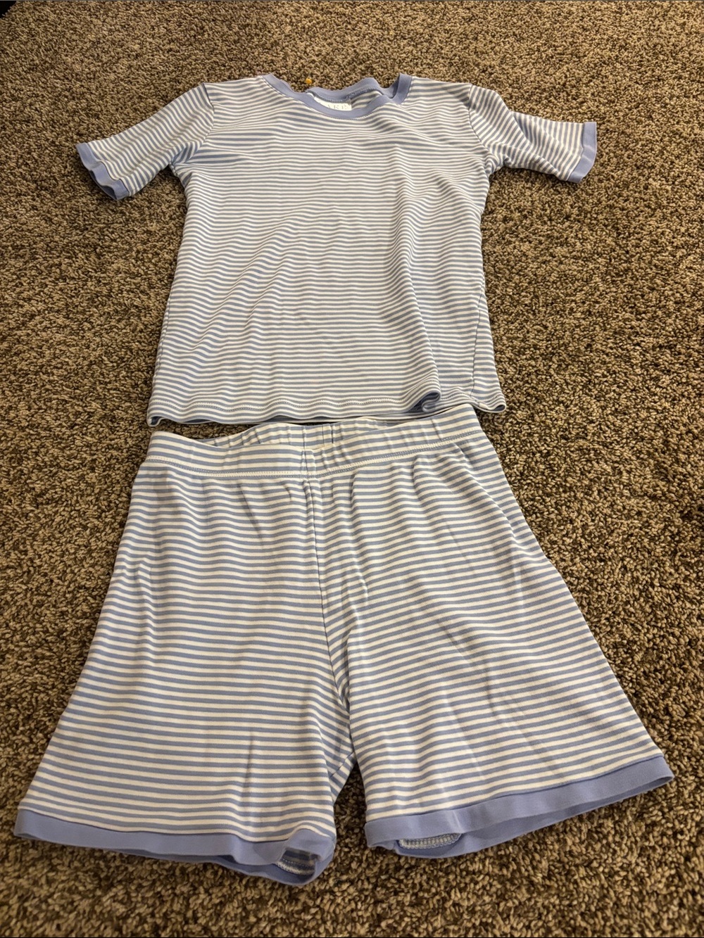 Kids Short Sleeve Light Blue & White Stripe Pajama Set